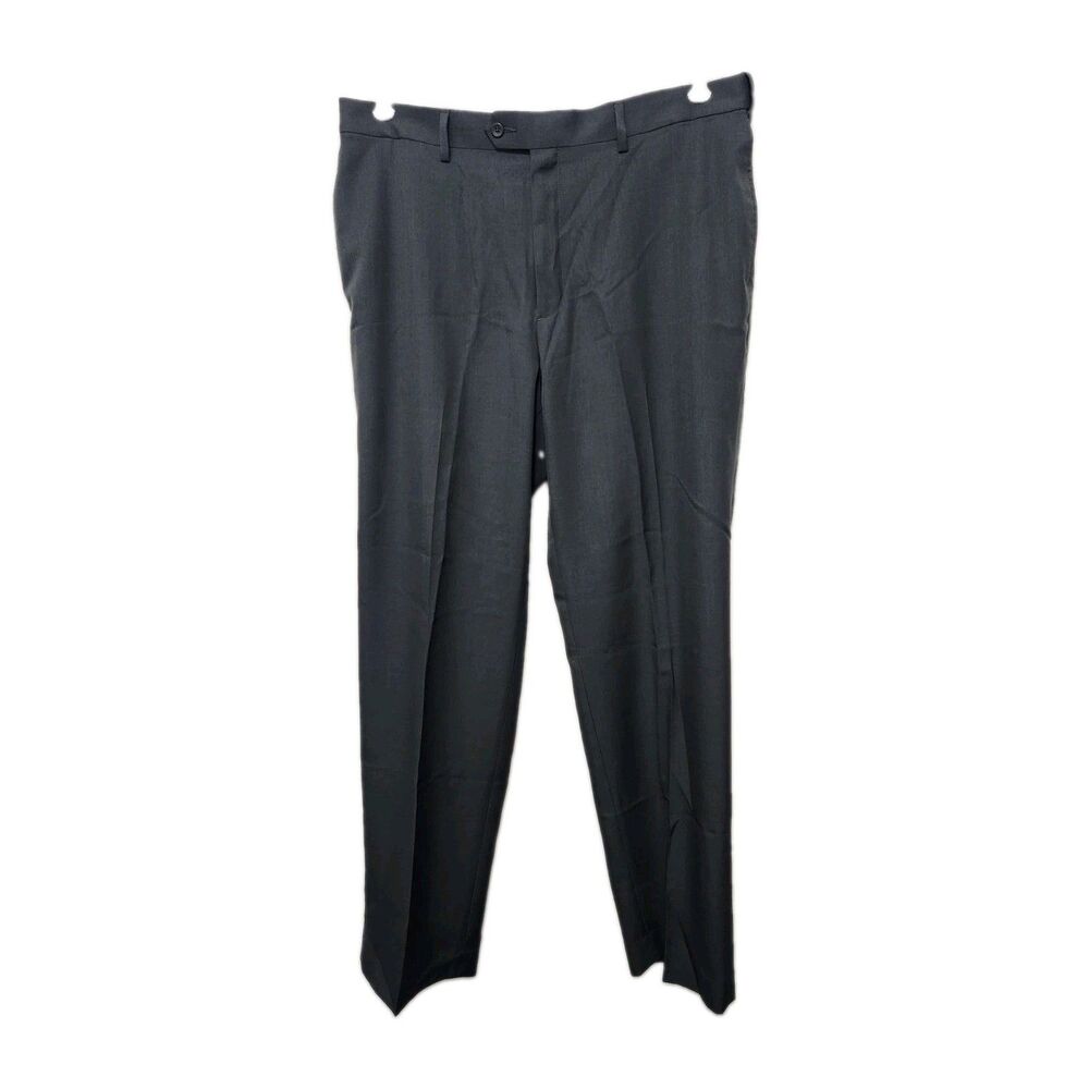 SAVANE Mens Dress Pants Slacks Trousers 36X32 Gray Flat Front  Casual Career
